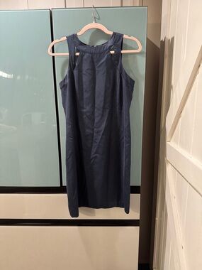 Michael Kors Dark Navy Sleeveless Midi Shift Dress